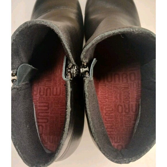 Munro Averee Sz 5 Black Calf Leather Ankle Boot Double Zipper Shock Absorption - Picture 12 of 14